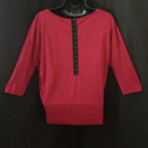 Burgundy 3/4 Sleeve LOFT Top - Picture 2 of 4